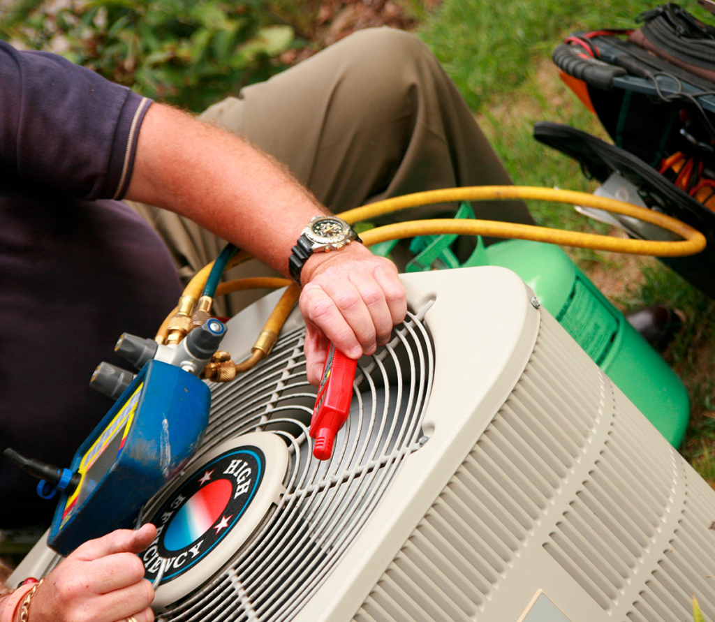 HVAC technician installing a new AC